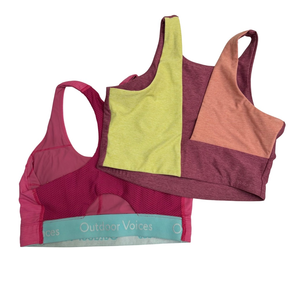 Outdoor Voices Sports Bra Bundle Size S Pink Purple Colorblock Activewear Set